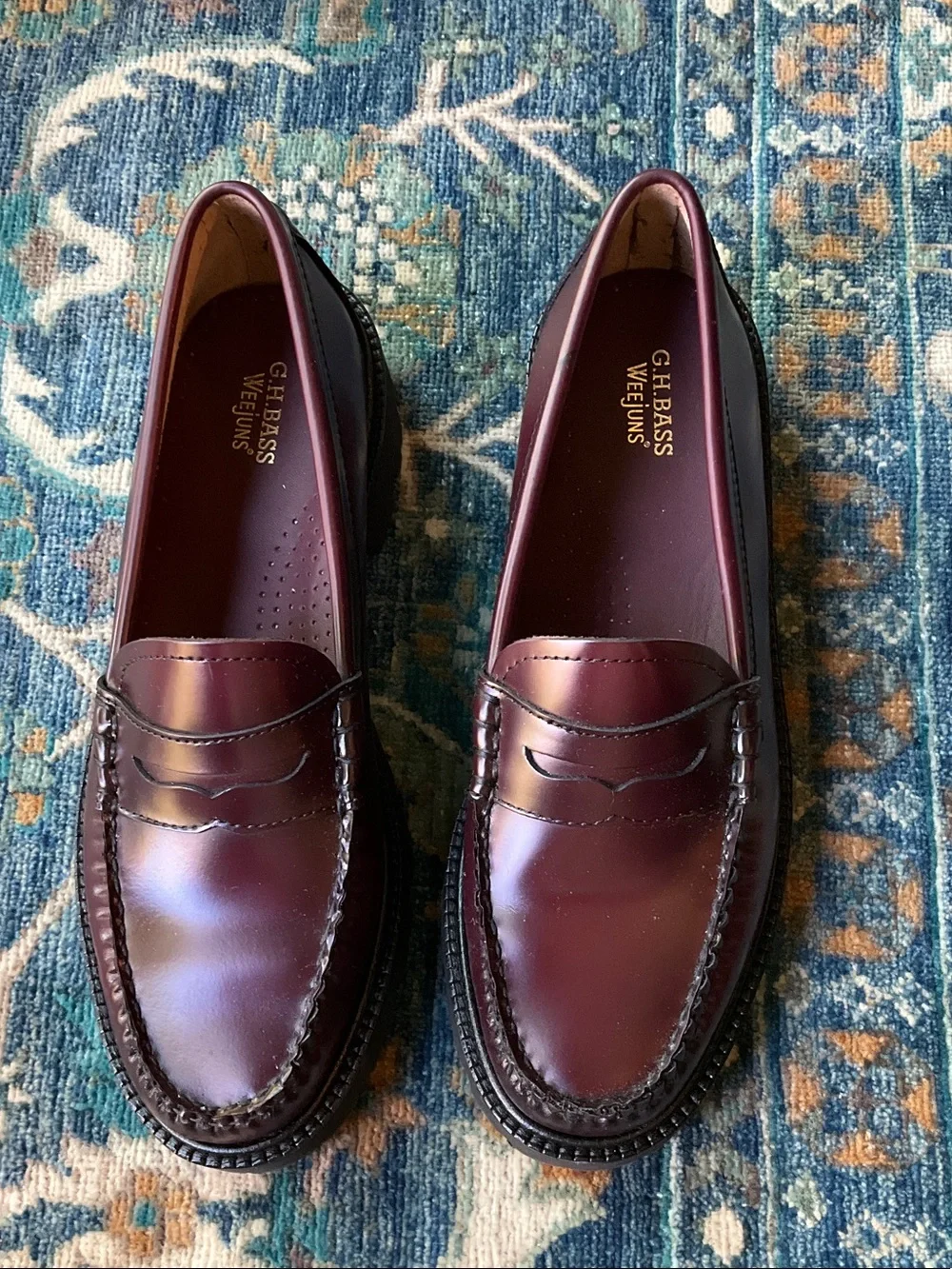 G.H. Bass & Co. Men’s Penny Loafers in Wine/Burgundy Leather